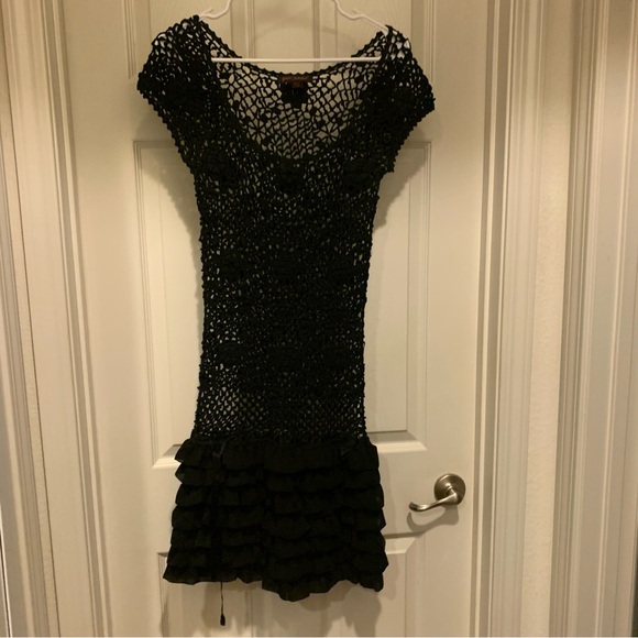 Betsey Johnson Black Crochet Mini Dress - Picture 2 of 5